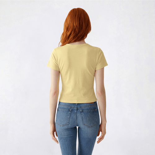 Juniors No Comment Star Denim Applique Baby Tee - Star alternate view